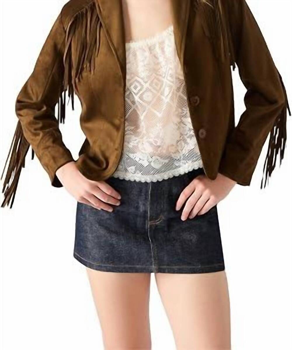 NEW STEVE MADDEN dallas fringe jacket - plus in chestnut